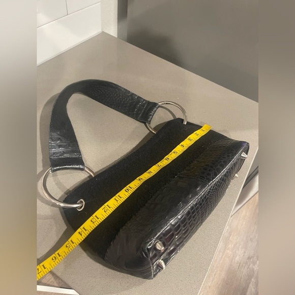 Sarah Oliver wool croc embossed leather bag - Picture 6 of 9